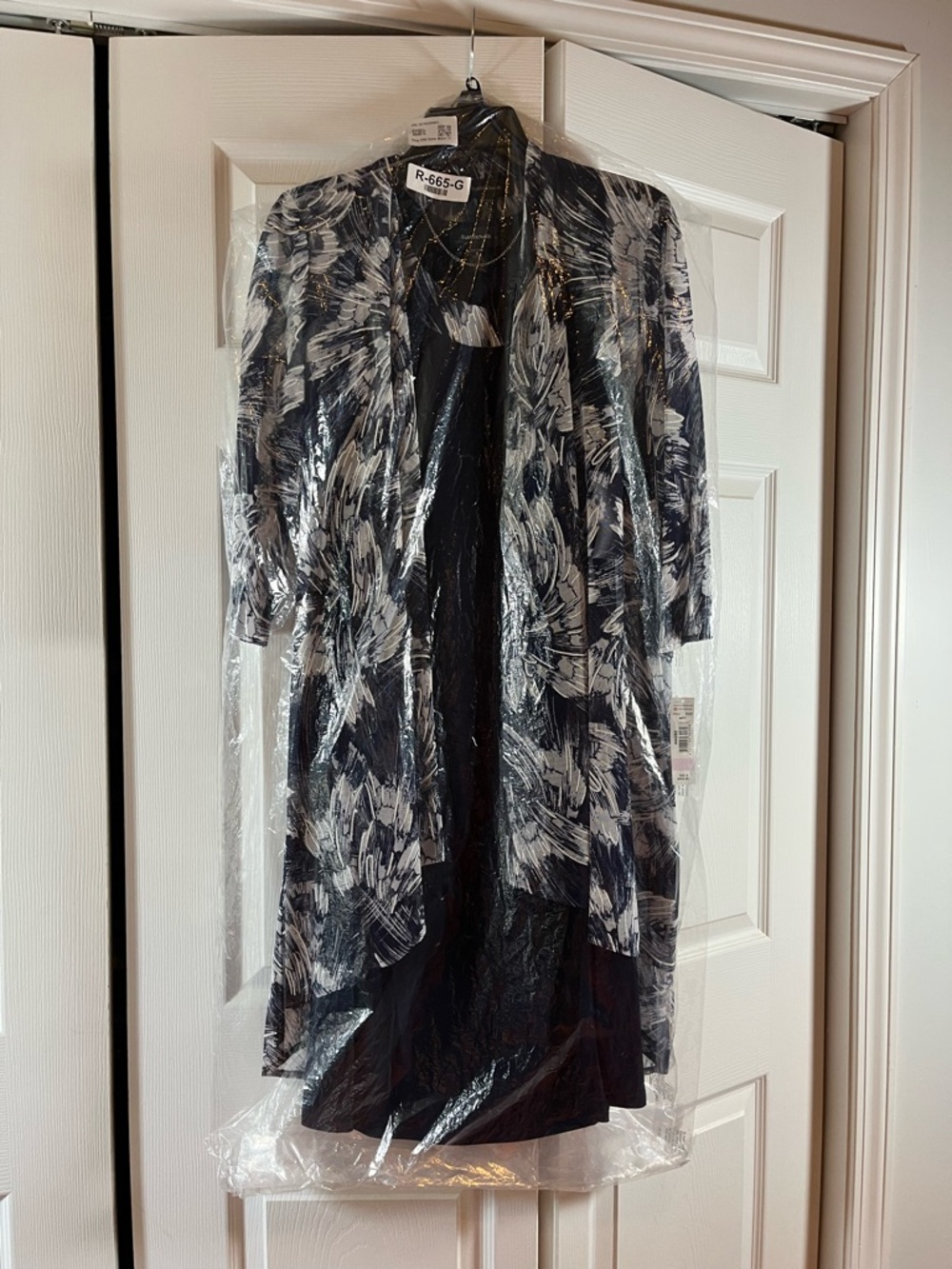 R&M Richards Navy and White Floral Overlay Dress Set, NWT - Picture 9 of 9